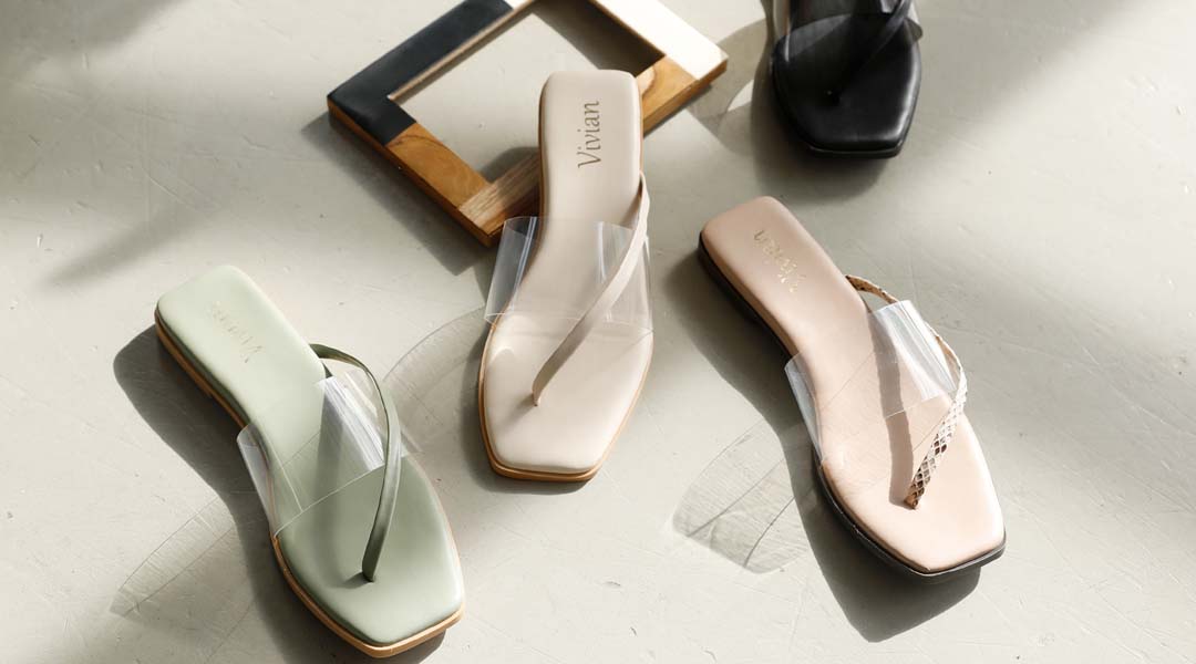 クリアバンドトングフラットサンダル