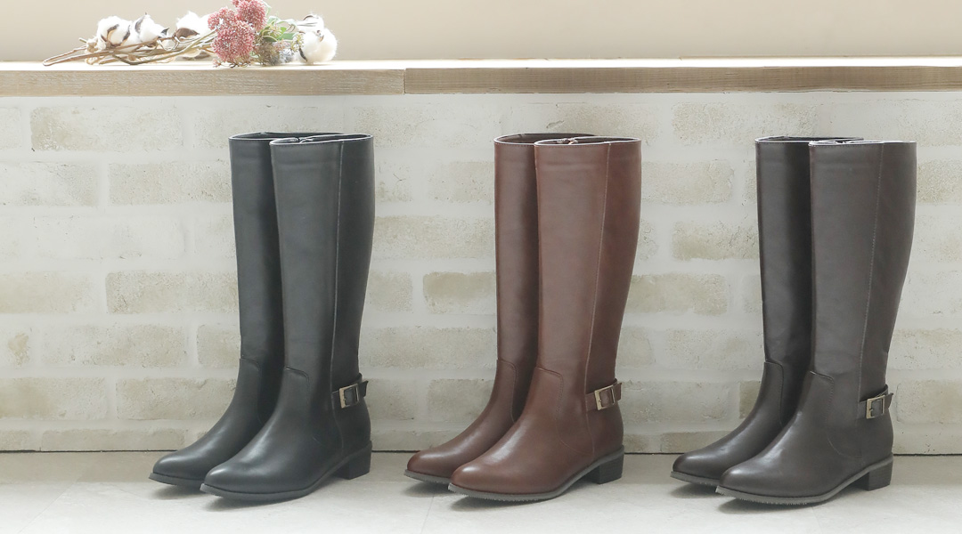 ローヒールジョッキーロングブーツ