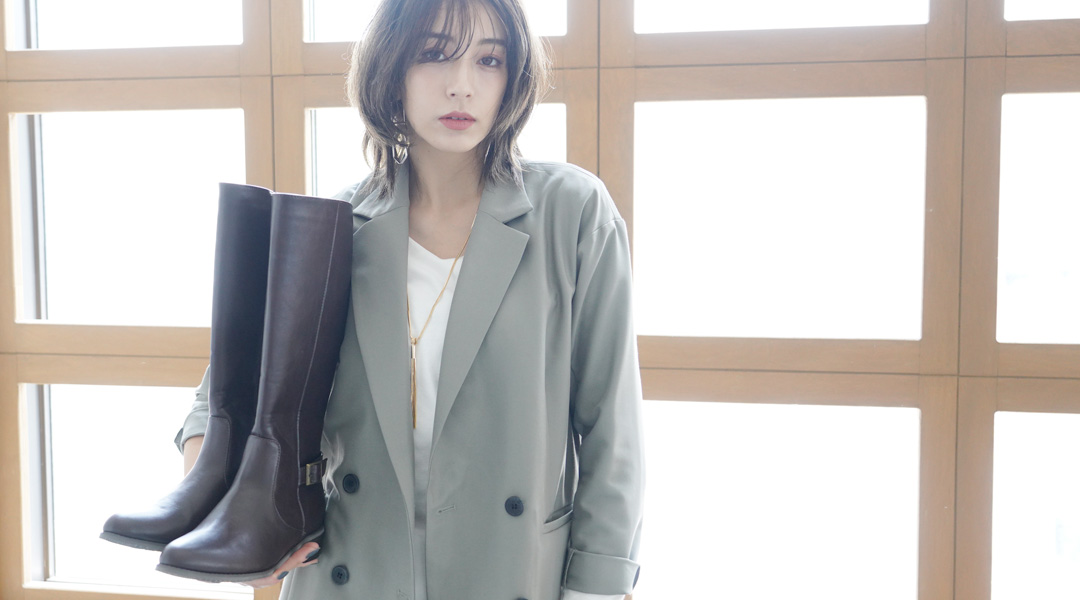 ローヒールジョッキーロングブーツ