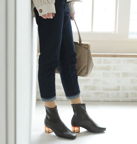 クリアヒールショートブーツ