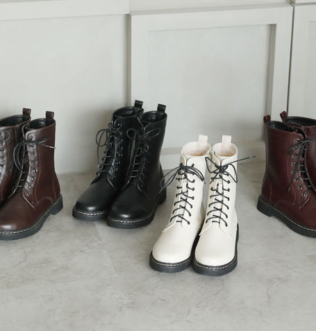 厚底8ホールレースアップショートブーツ