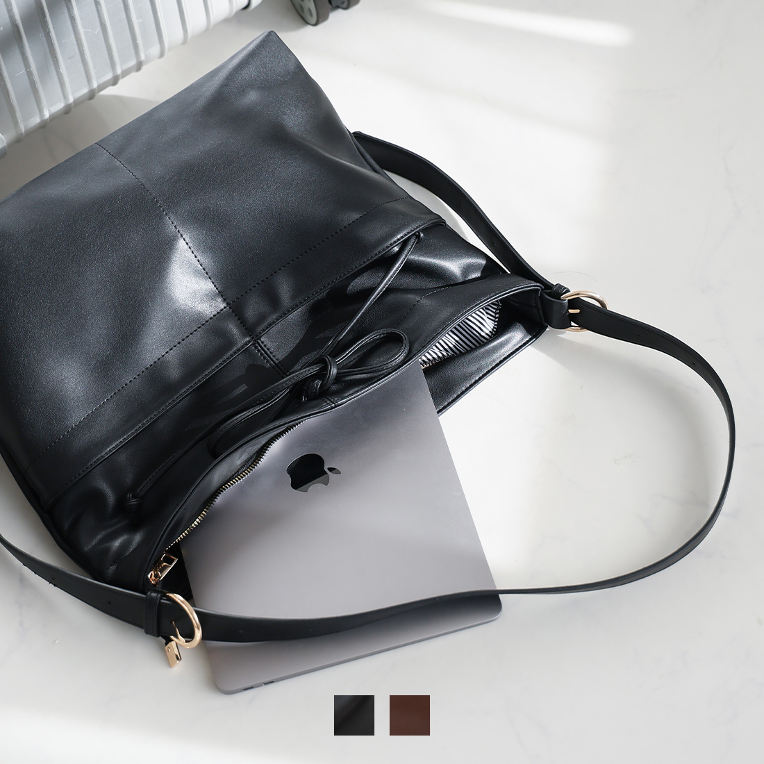 ソフトドローストリングリボンワンショルダー