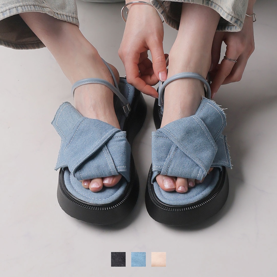 2WAY厚底ノットデザインサンダル