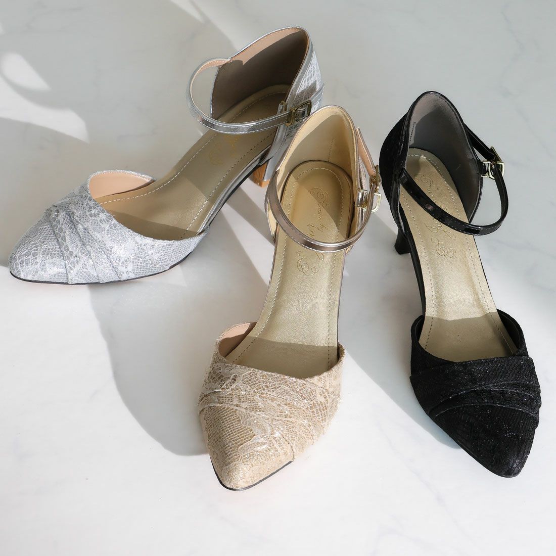 アーモンドトゥセパレートレースパンプス ｜靴・レディースシューズの