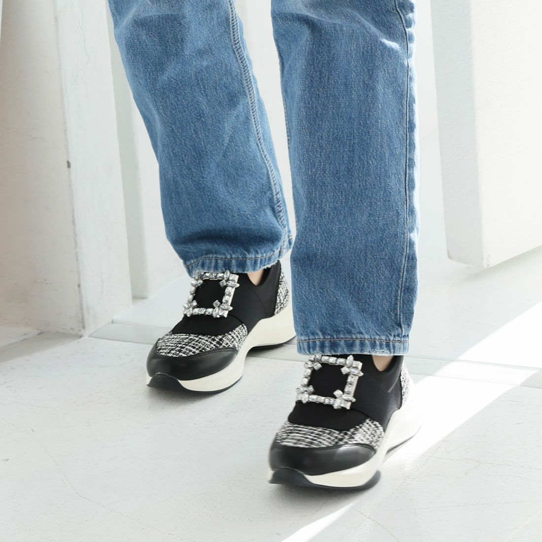 2026年春再販】ビジューバックルゴムスリッポンスニーカー ｜靴