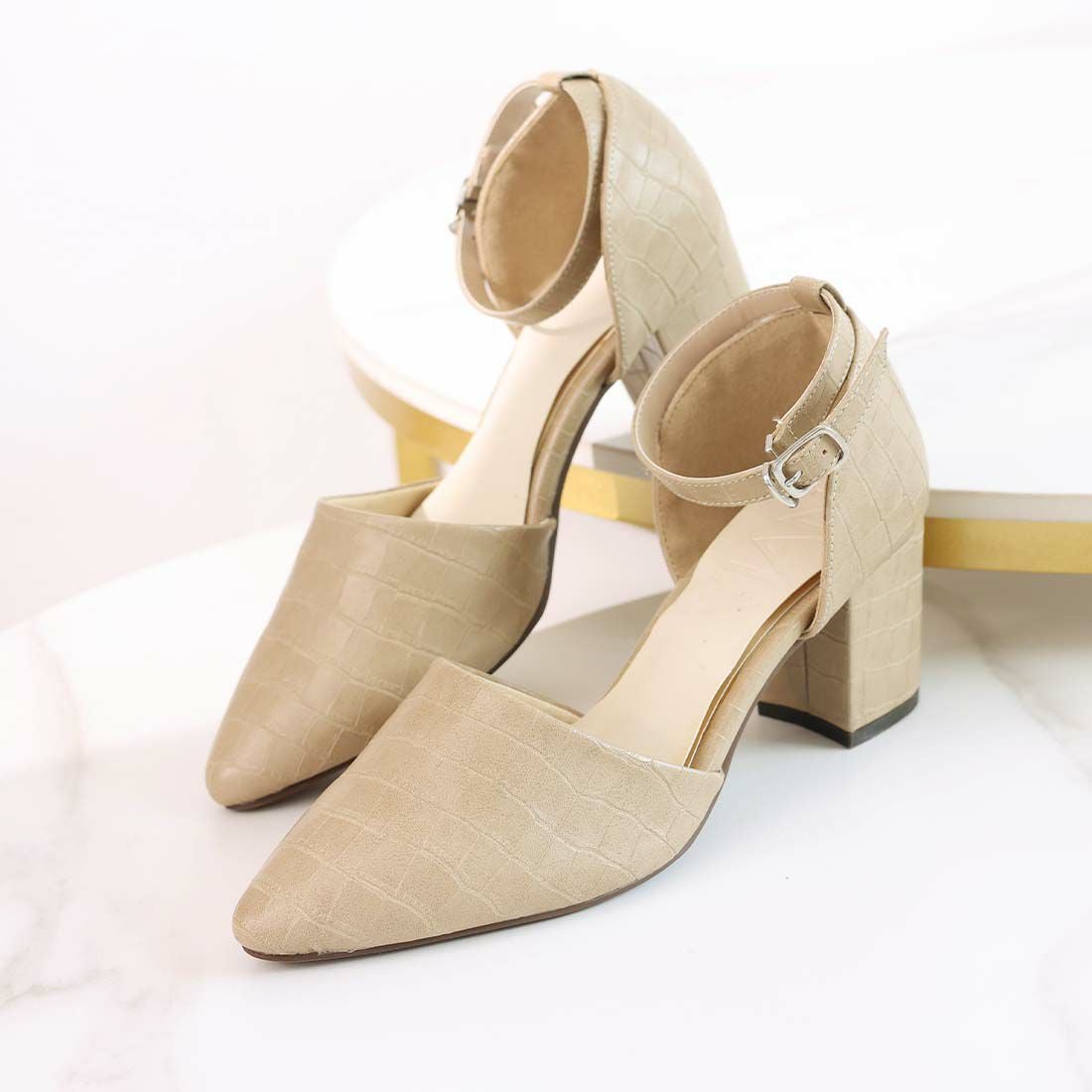 チャンキーヒールセパレートアンクルストラップパンプス ｜靴