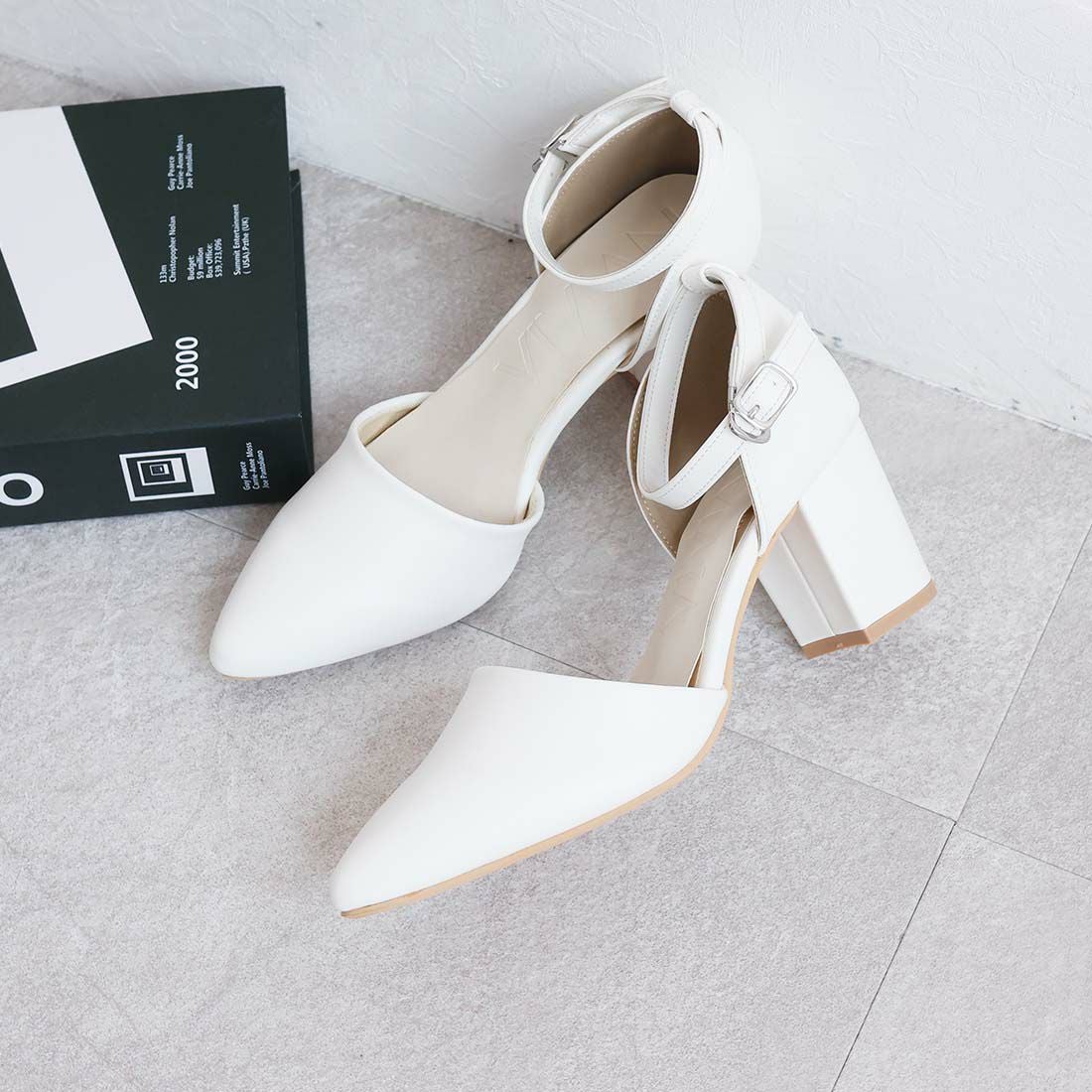 チャンキーヒールセパレートアンクルストラップパンプス ｜靴