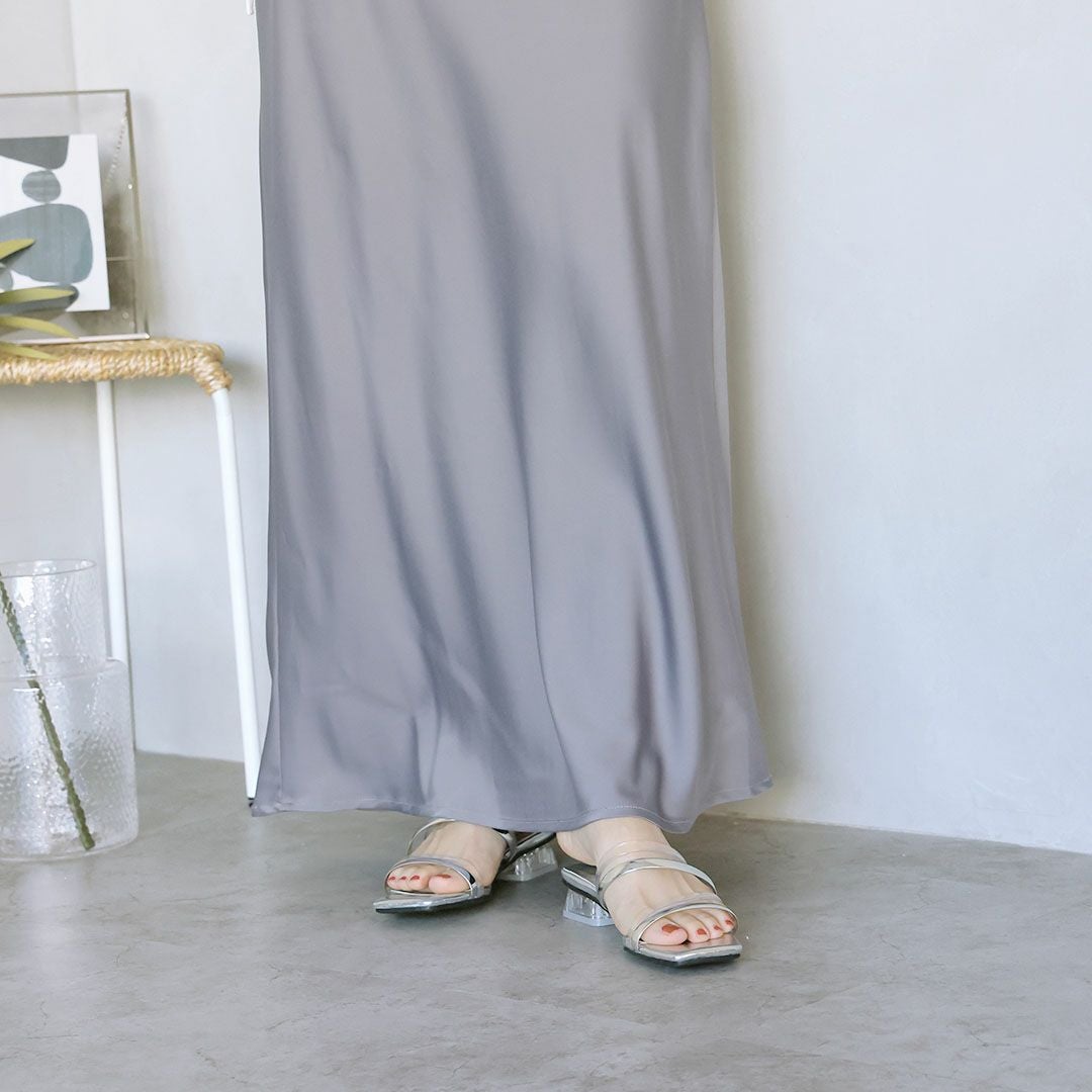 2026年夏新色追加】スクエアトゥメニー華奢ストラップクリアヒール