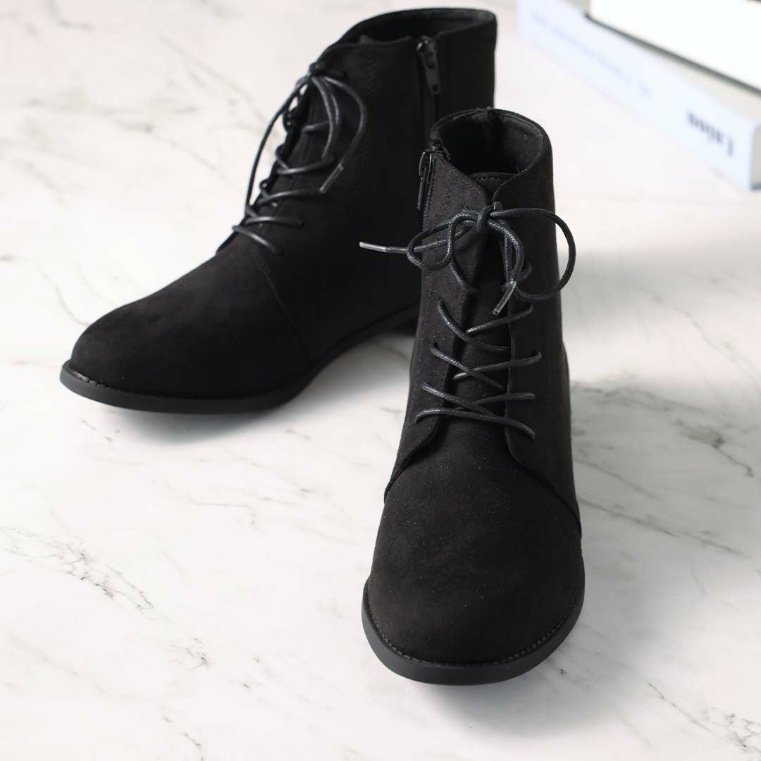 軽量ソール＆ローヒールレースアップショート袴ブーツ ｜靴