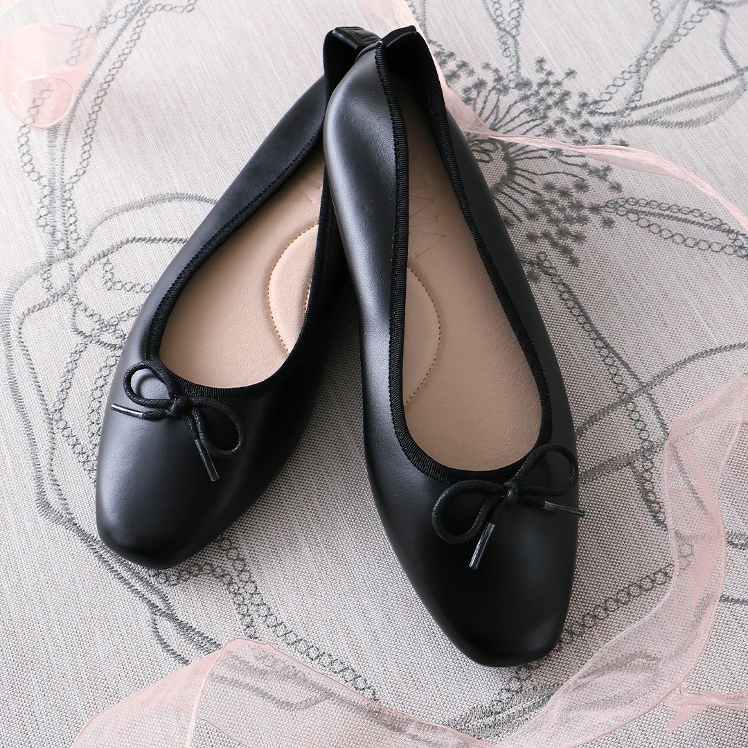 2026年春再販】スクエアトゥソフトタッチフラットバレエシューズ ｜靴