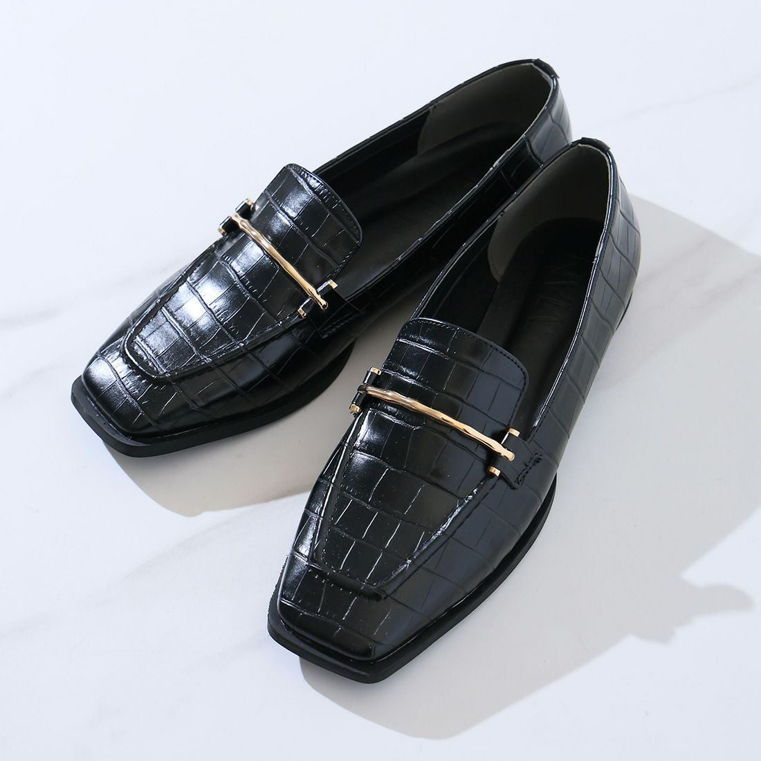 2026年春再販】スクエアトゥピースソールビット付きローファー ｜靴