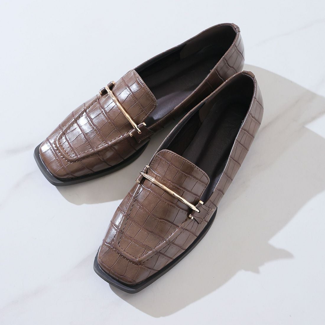 2026年春再販】スクエアトゥピースソールビット付きローファー ｜靴