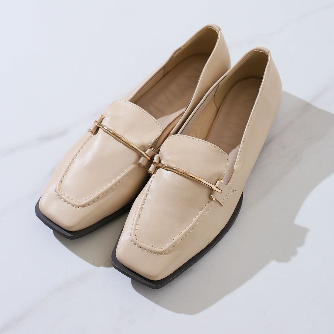 2026年春再販】スクエアトゥピースソールビット付きローファー ｜靴