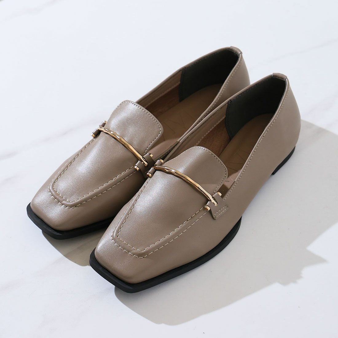 2026年春再販】スクエアトゥピースソールビット付きローファー ｜靴