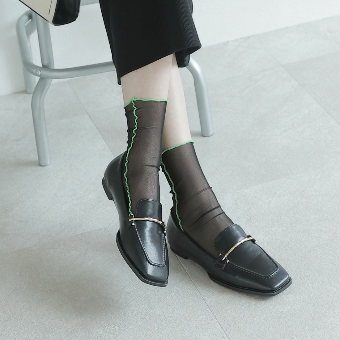 2026年春再販】スクエアトゥピースソールビット付きローファー ｜靴