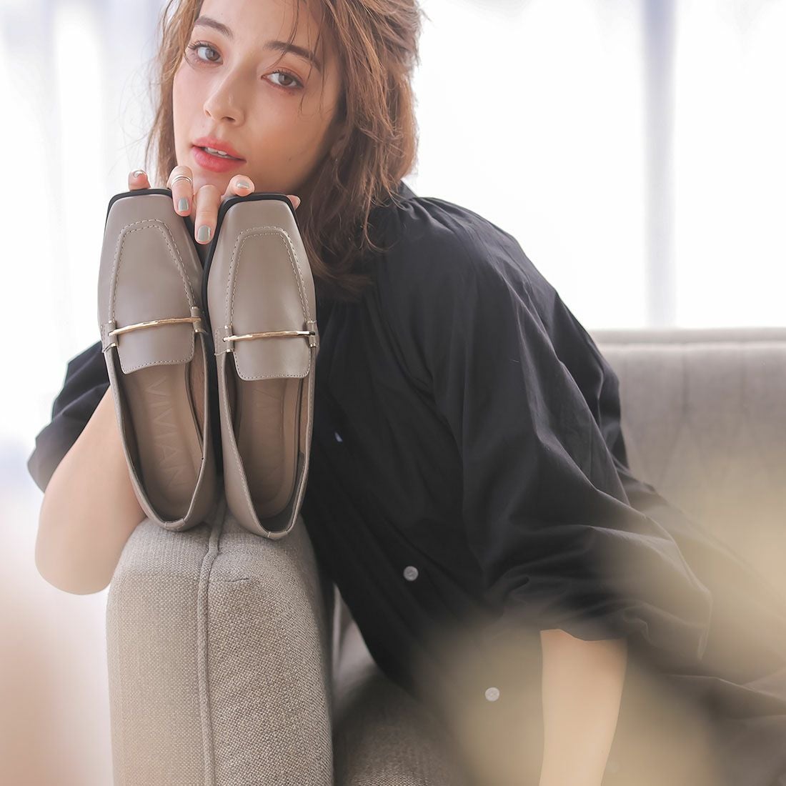 2026年春再販】スクエアトゥピースソールビット付きローファー ｜靴