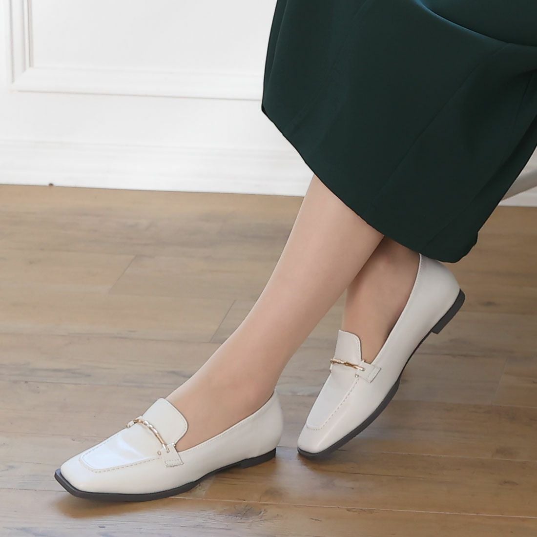 2026年春再販】スクエアトゥピースソールビット付きローファー ｜靴