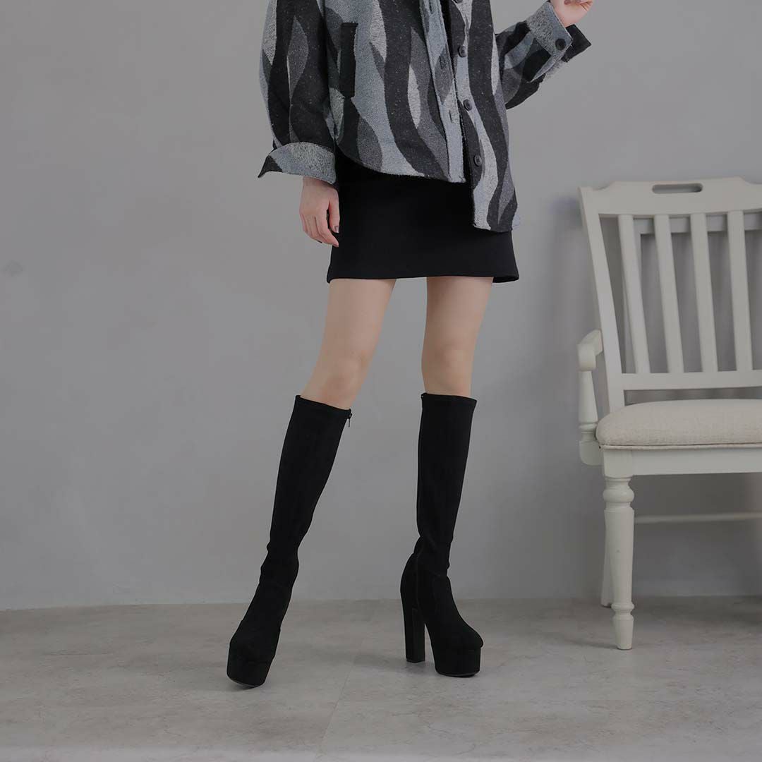 公式ストア/ZOZO限定】プラットフォームストレッチロングブーツ ｜靴