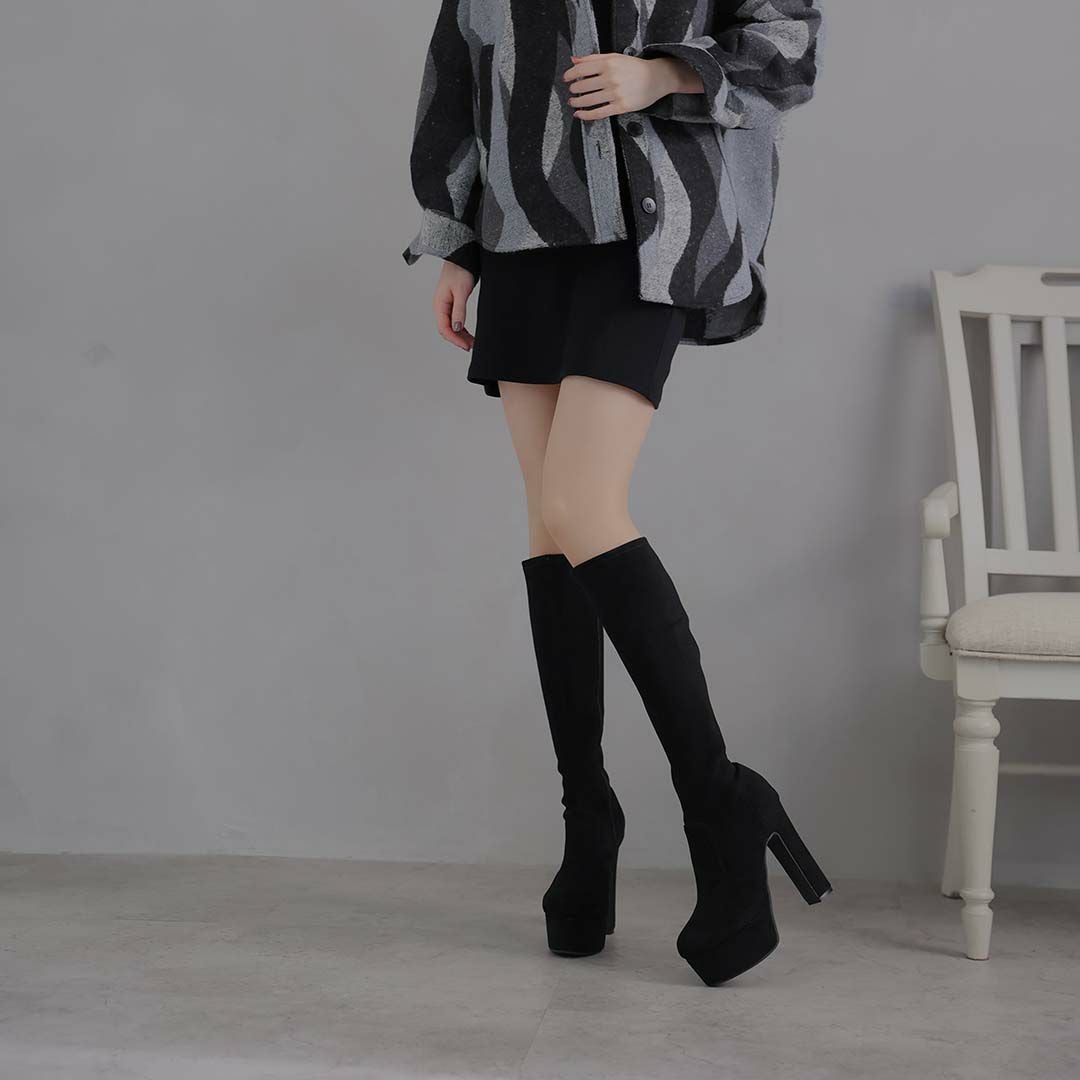 公式ストア/ZOZO限定】プラットフォームストレッチロングブーツ ｜靴