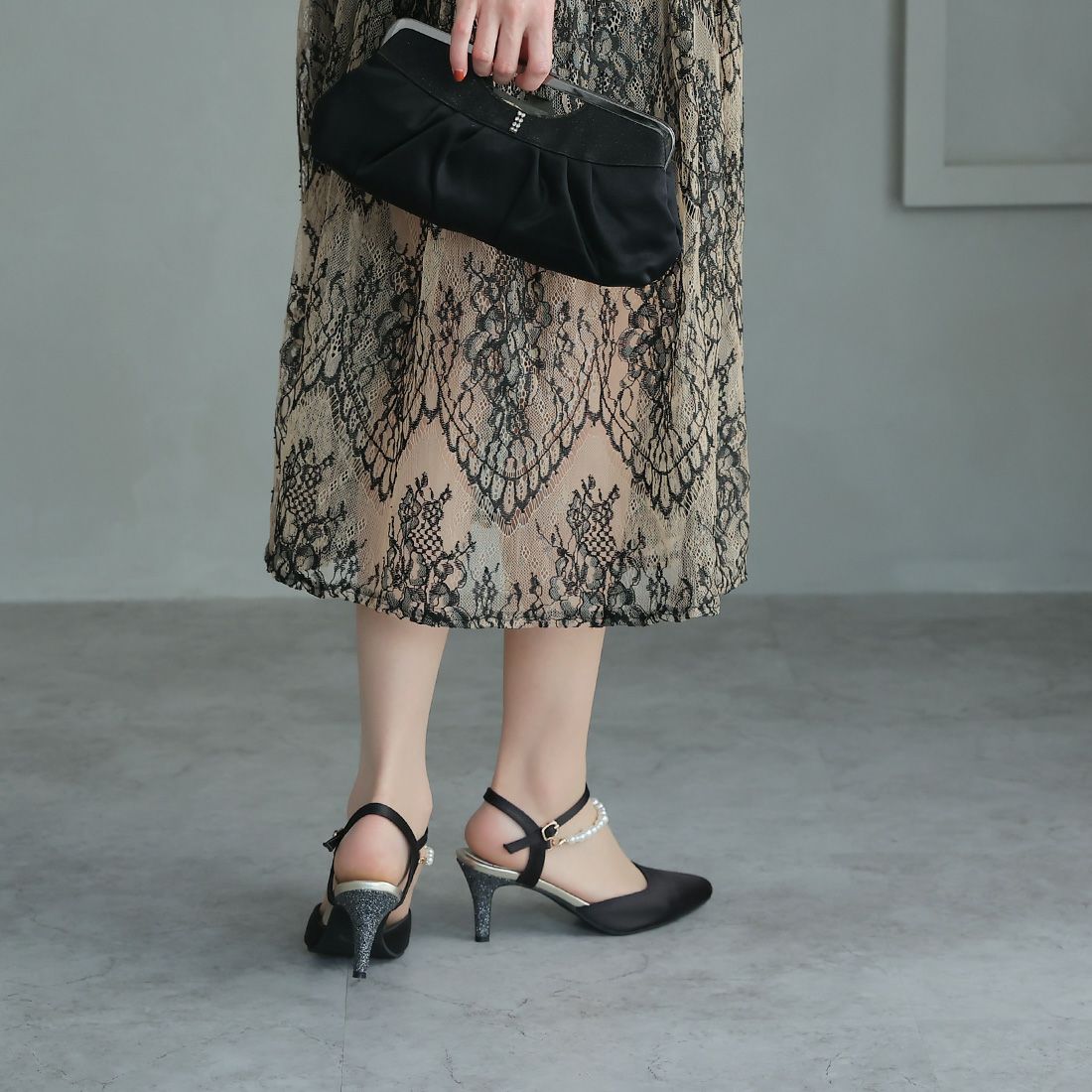 2WAYサテンパールストラップパンプス ｜靴・レディースシューズの通販