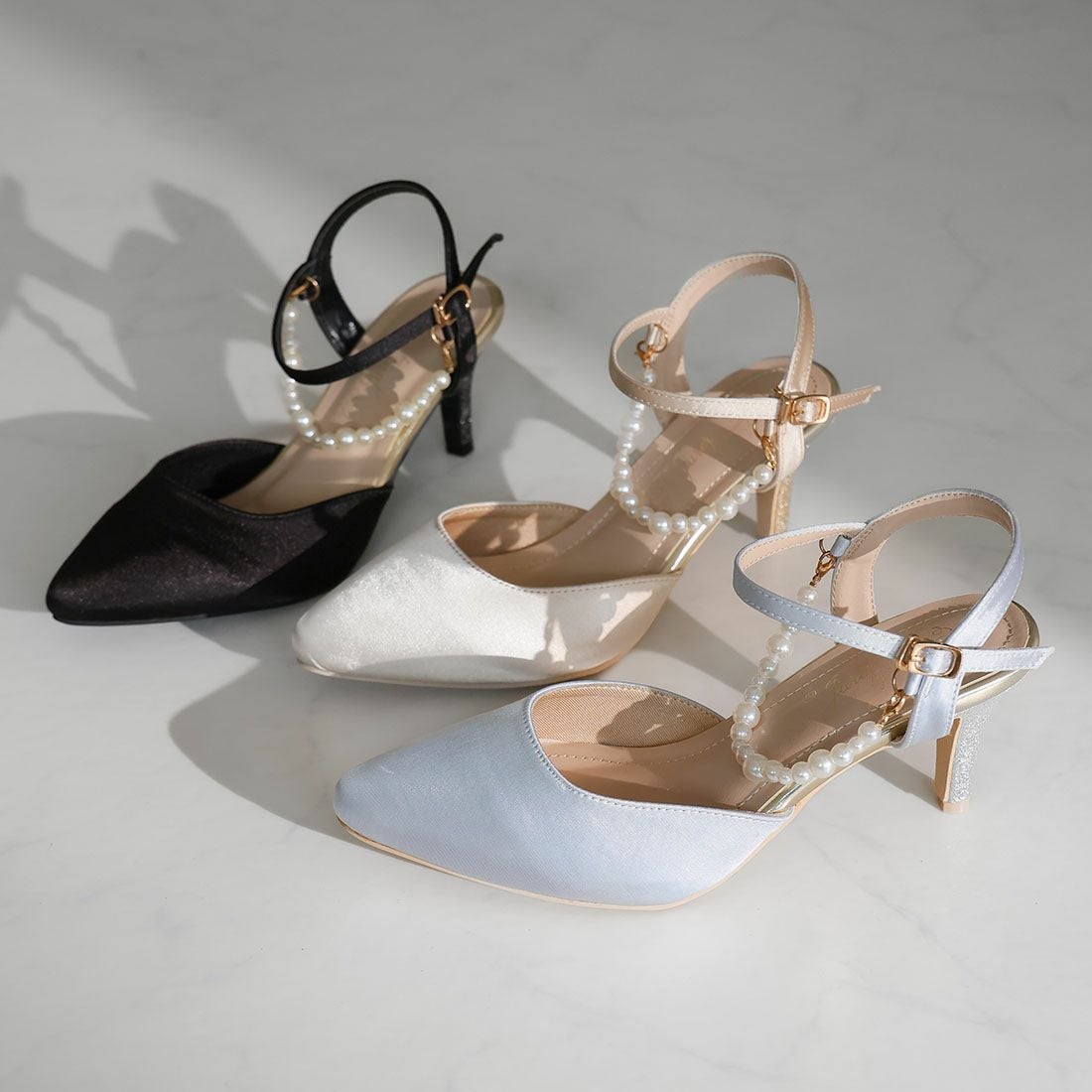 2WAYサテンパールストラップパンプス ｜靴・レディースシューズの通販