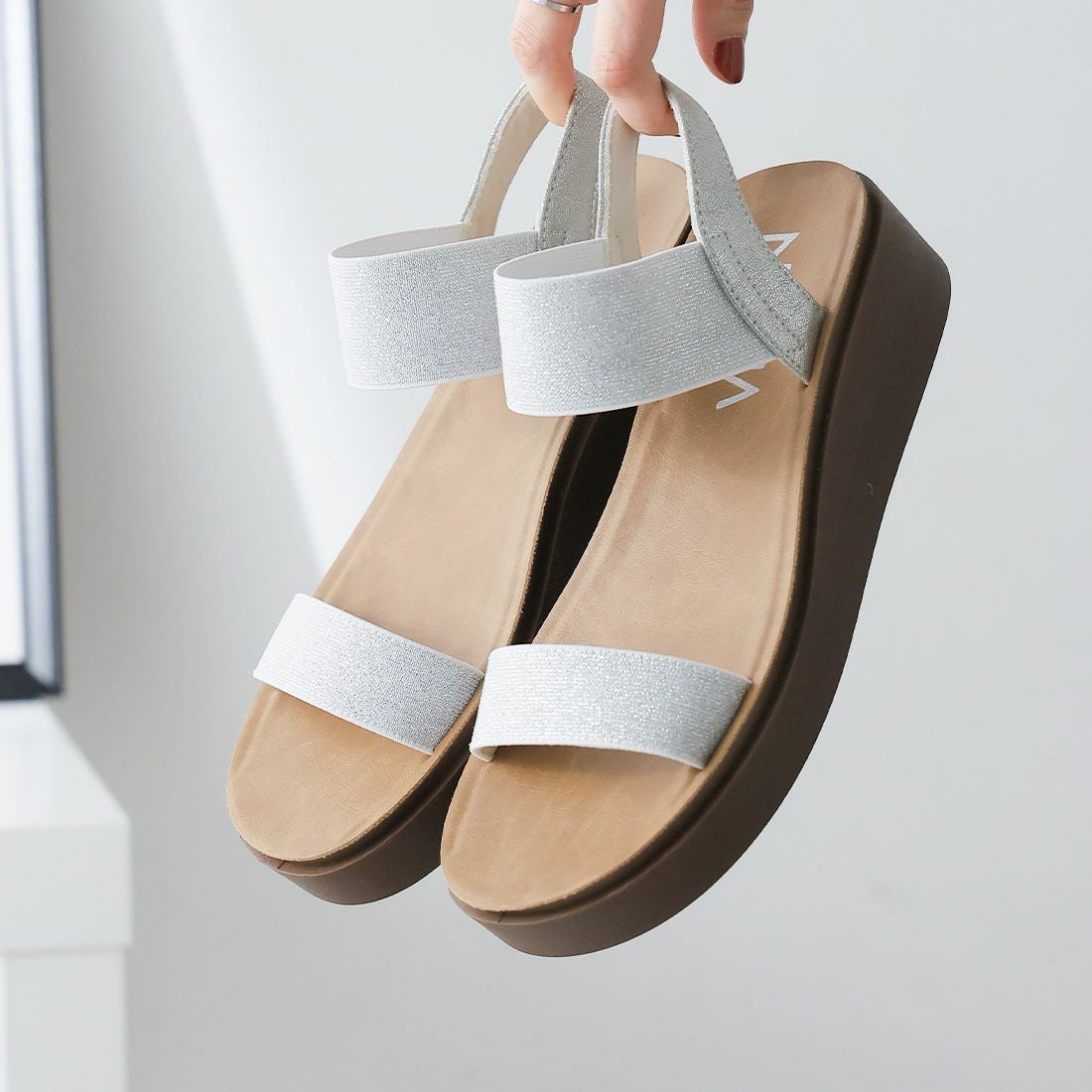 サッ！と履ける】厚底コンフォートバックバンドゴムサンダル ｜靴