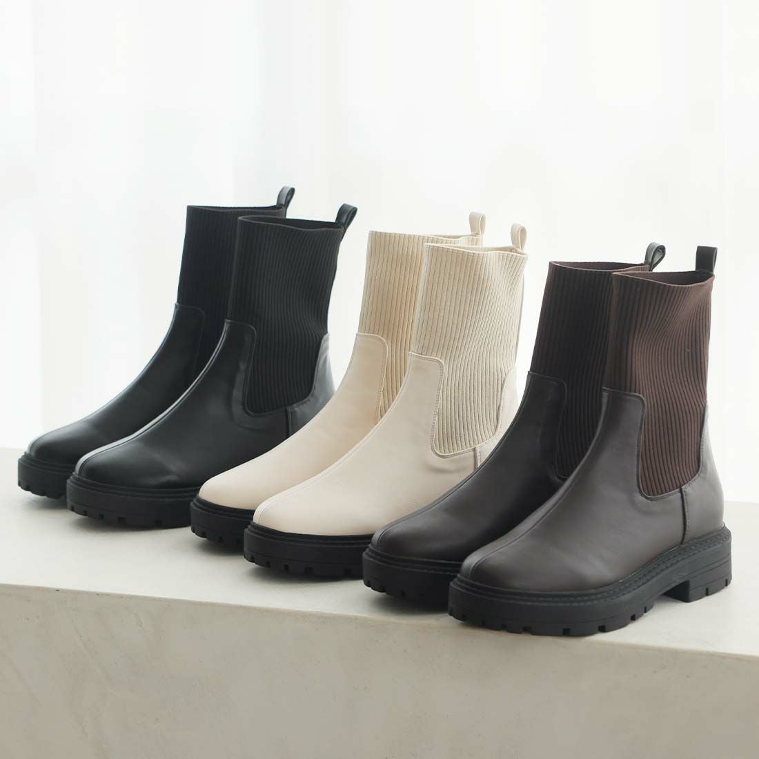 厚底ニットミドルブーツ ｜靴・レディースシューズの通販ならVIVIAN