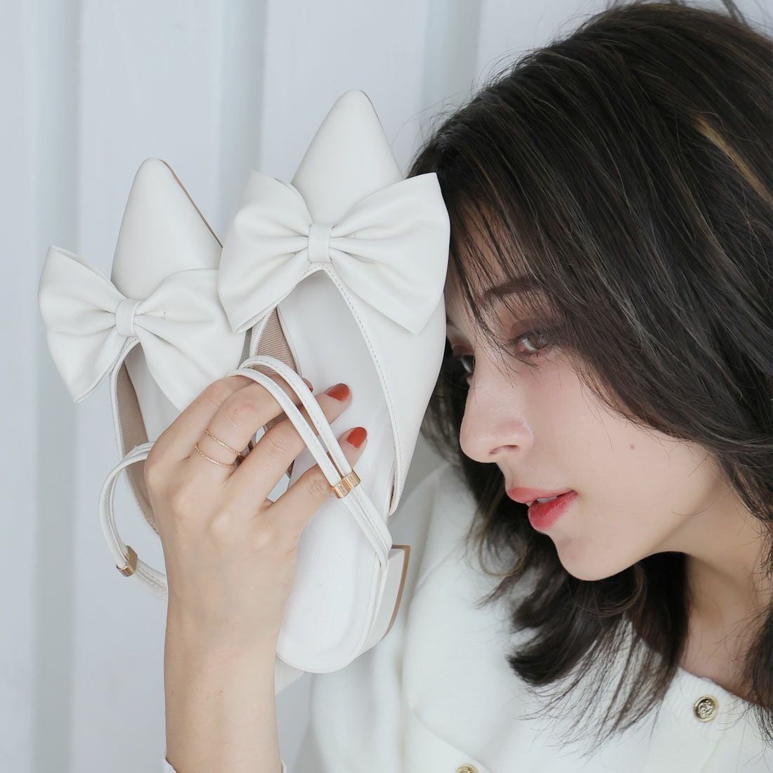 2026年春新色追加】2WAYポインテッドトゥリボンストラップミュール