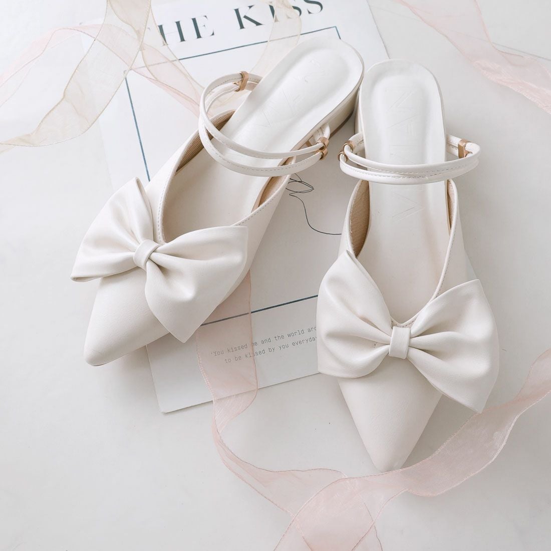 2026年春新色追加】2WAYポインテッドトゥリボンストラップミュール