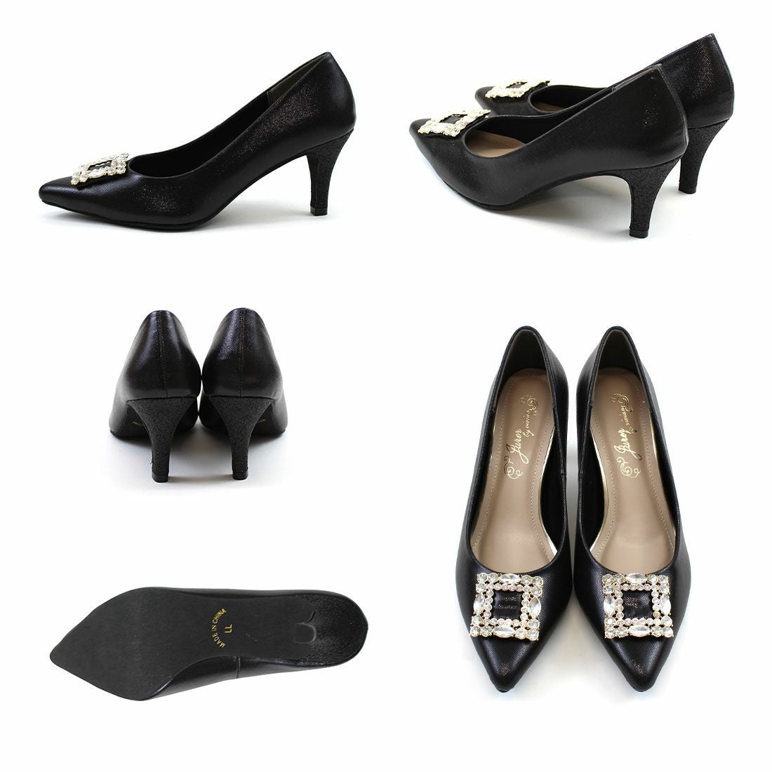 ポインテッドトゥビジューバックルパンプス ｜靴・レディースシューズ