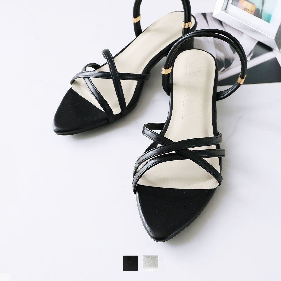 2WAYポインテッドトゥ華奢ストラップサンダル ｜靴・レディース