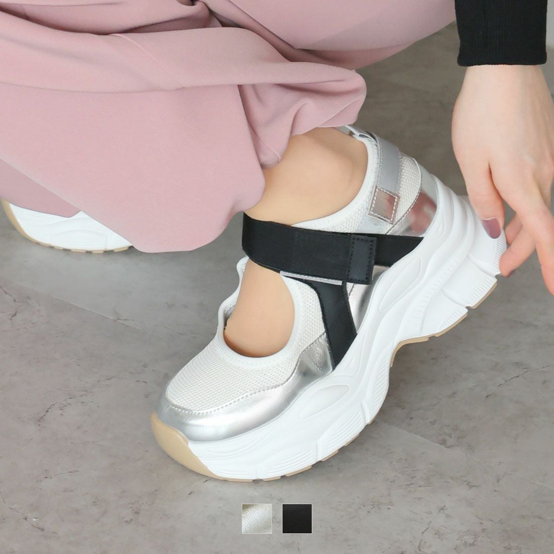 厚底ベルクロストラップスニーカー ｜靴・レディースシューズの通販