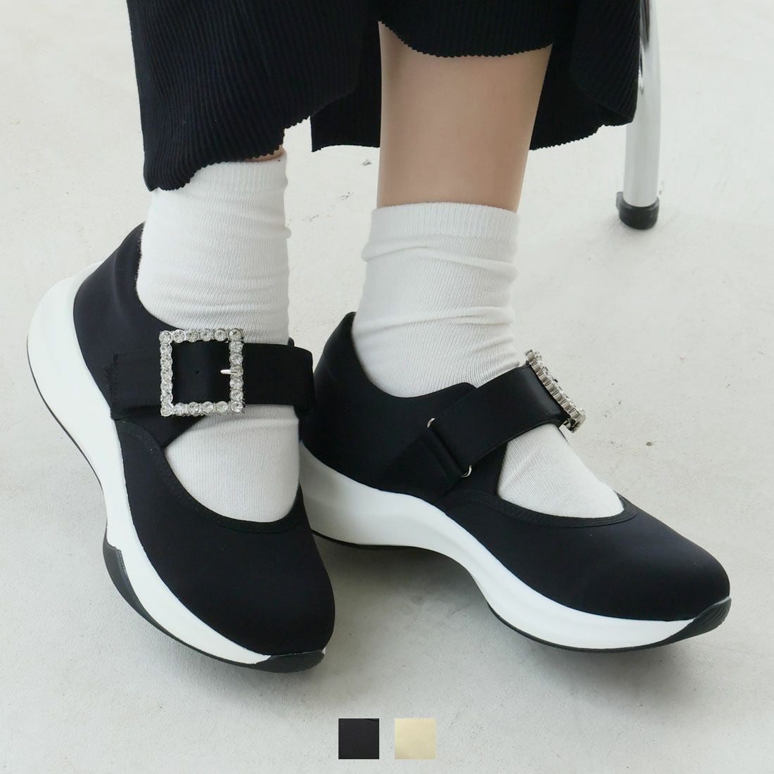 厚底ビジューバックルストラップスニーカー ｜靴・レディースシューズ