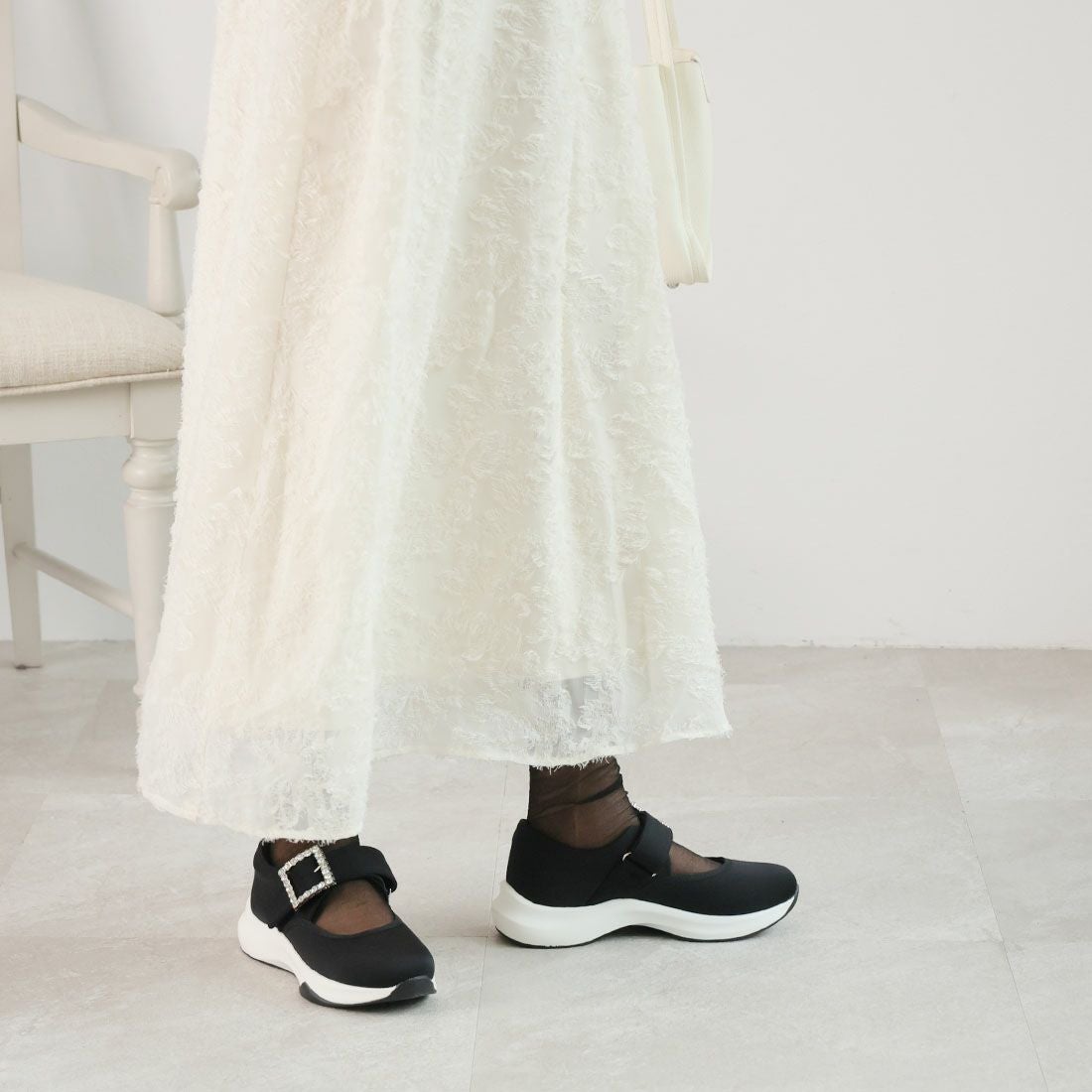 厚底ビジューバックルストラップスニーカー ｜靴・レディースシューズ