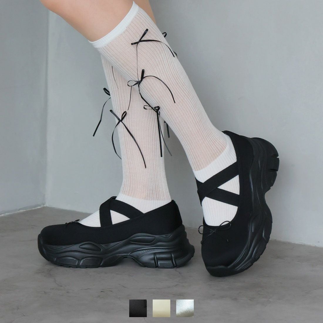 公式ストア/ZOZO限定】厚底リボンバレリーナスニーカー ｜靴