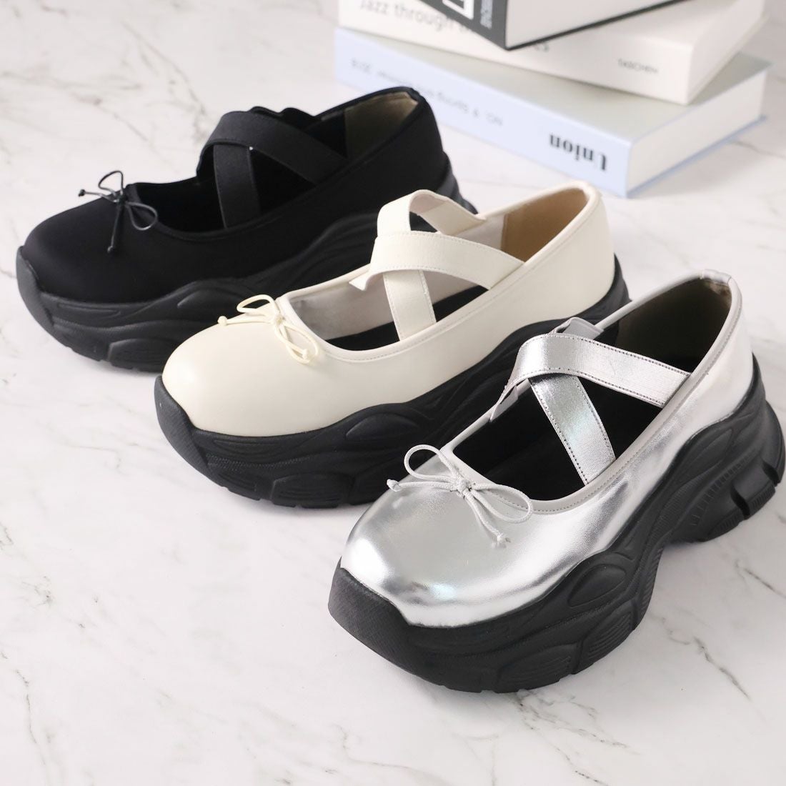 公式ストア/ZOZO限定】厚底リボンバレリーナスニーカー ｜靴