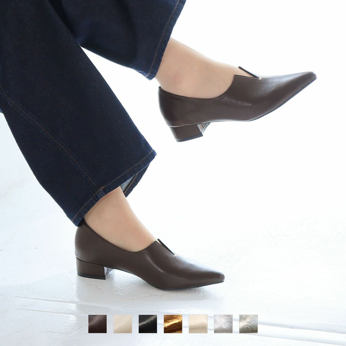 2026年春再販】ポインテッドトゥスリットデザインパンプス ｜靴