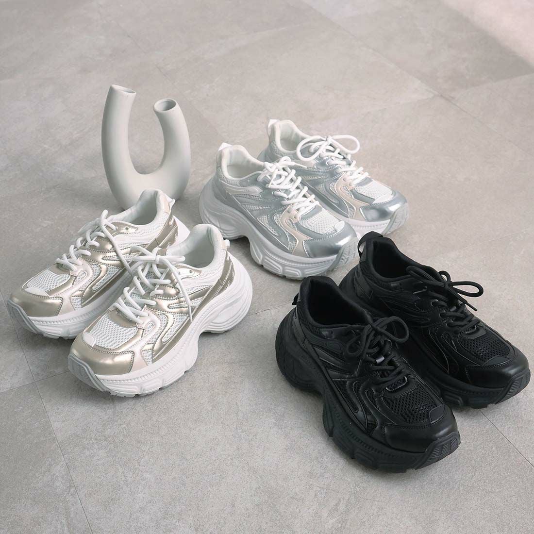 厚底異素材コンビハイテクダッドスニーカー ｜靴・レディースシューズ