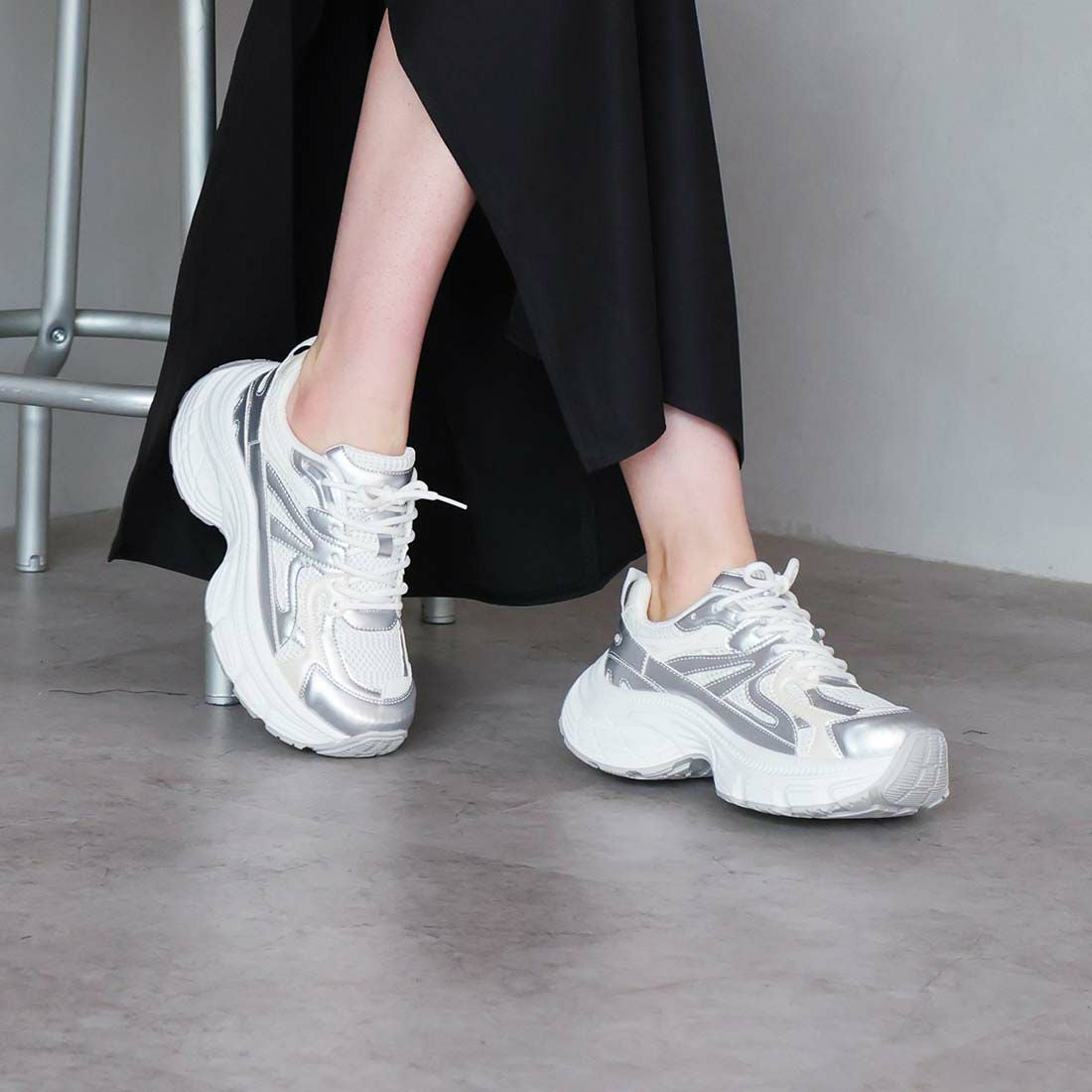 厚底異素材コンビハイテクダッドスニーカー ｜靴・レディースシューズ