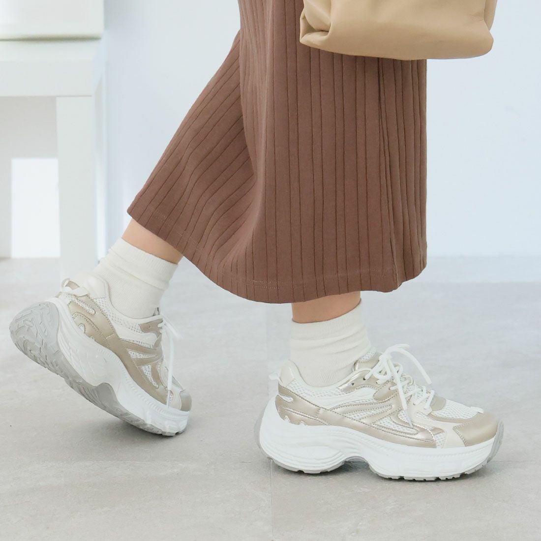 厚底異素材コンビハイテクダッドスニーカー ｜靴・レディースシューズ
