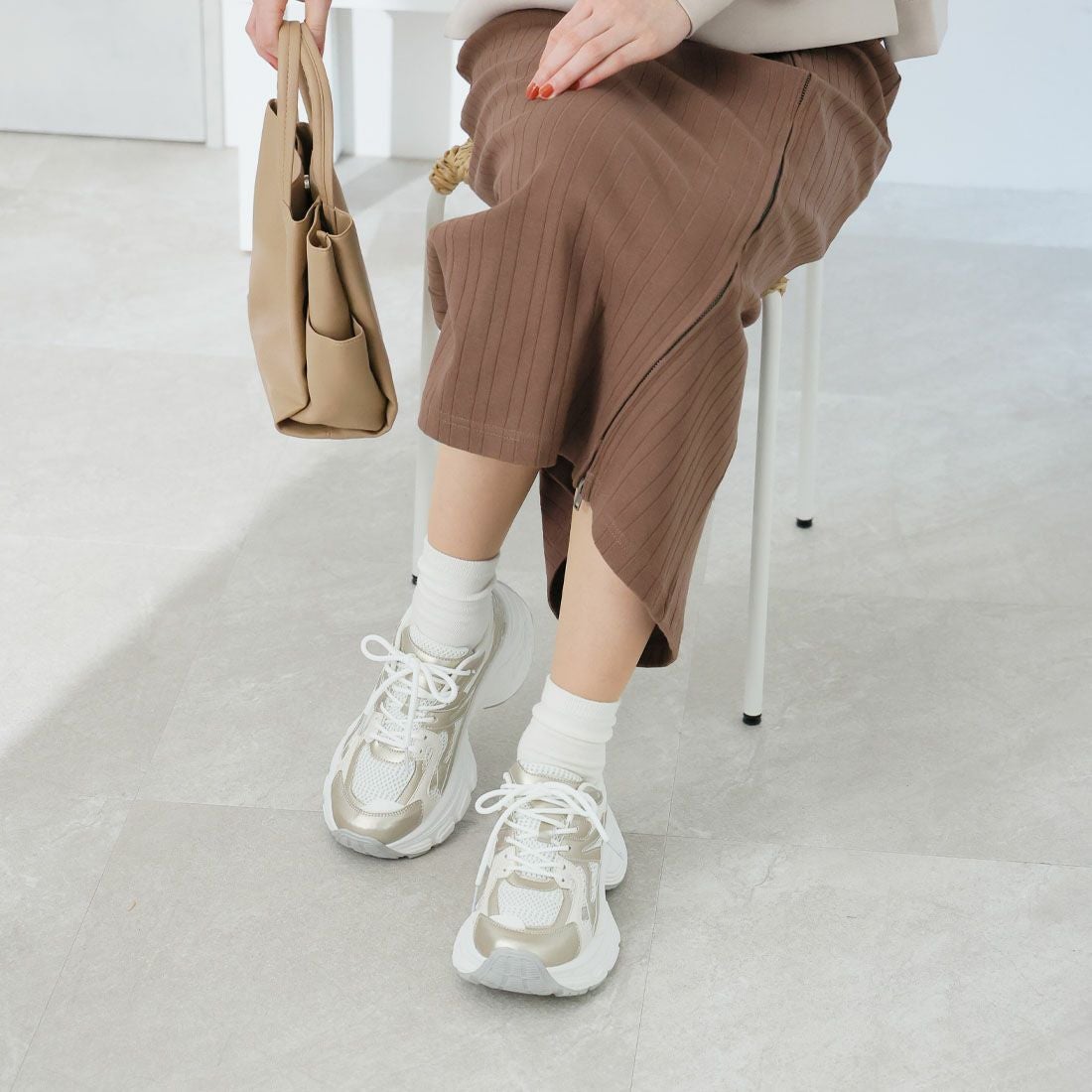 厚底異素材コンビハイテクダッドスニーカー ｜靴・レディースシューズ