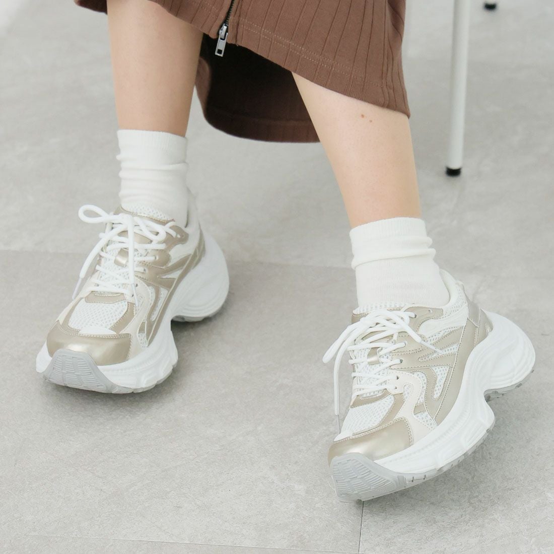 厚底異素材コンビハイテクダッドスニーカー ｜靴・レディースシューズ