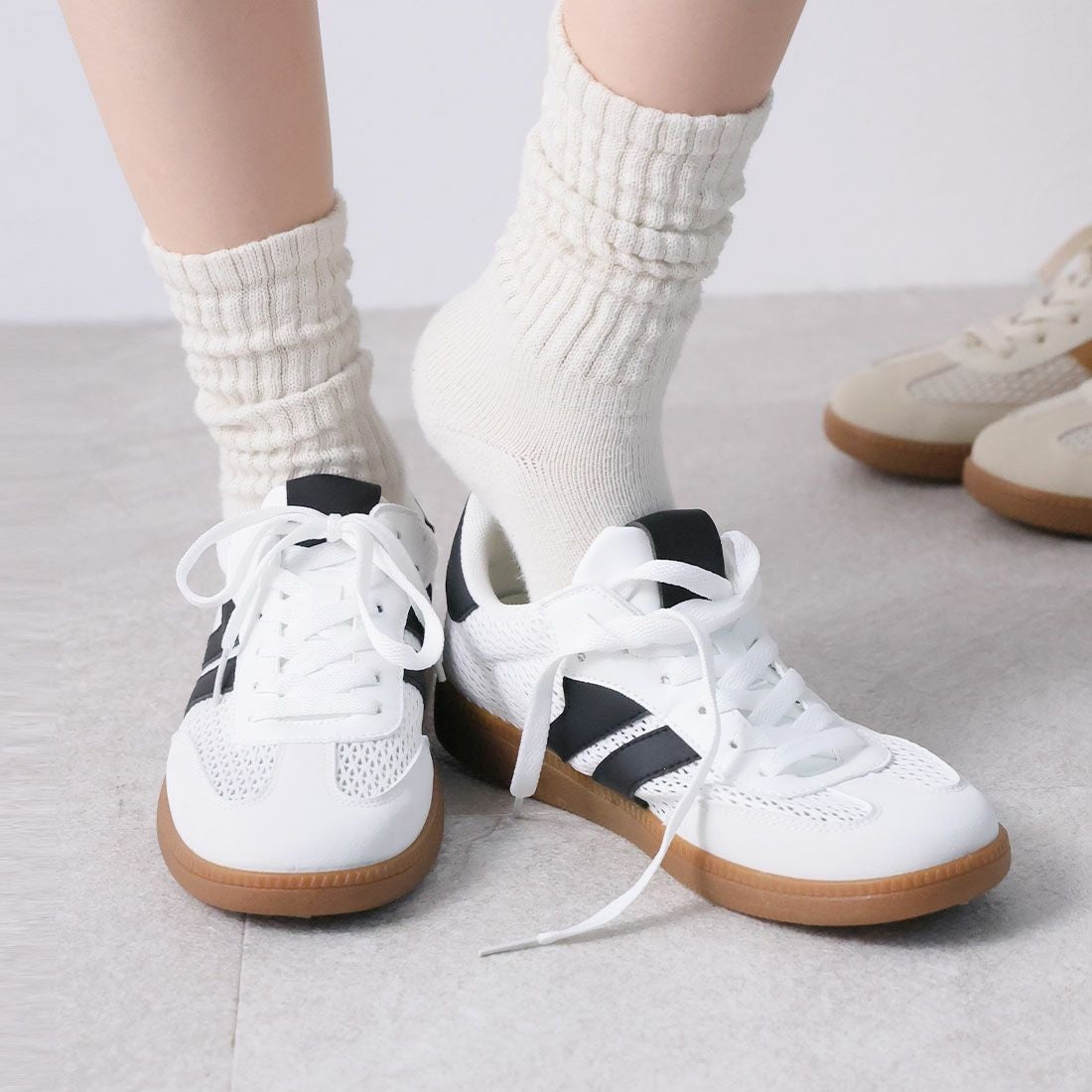 2026年春新色追加】【メンズレディース】ローテク異素材レースアップ