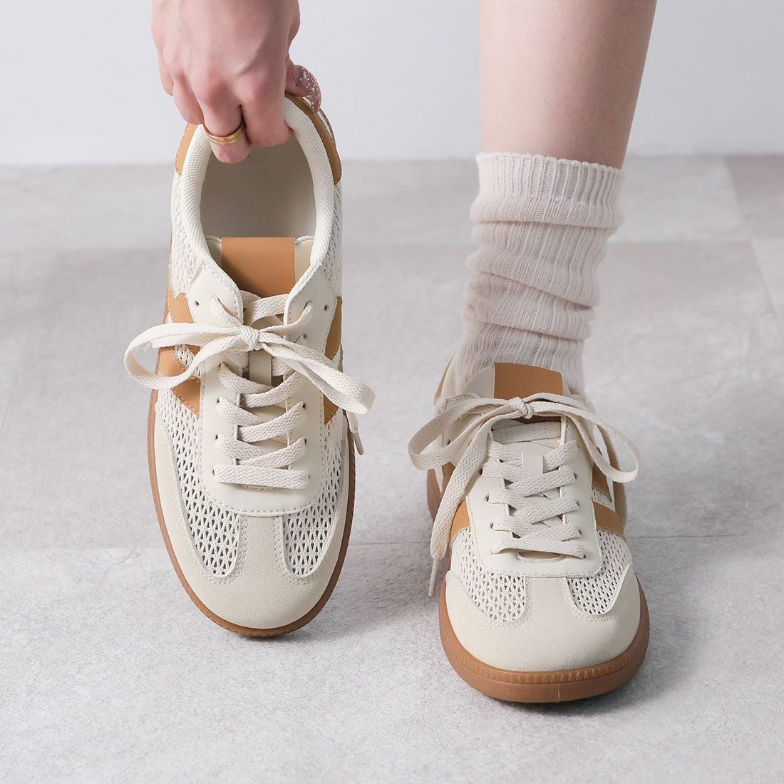2026年春新色追加】【メンズレディース】ローテク異素材レースアップ