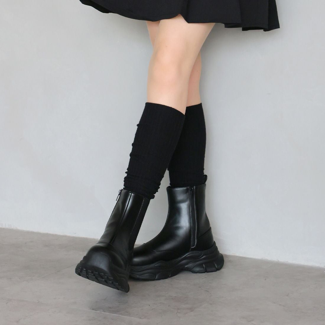 厚底サイドゴアスニーカーショートブーツ ｜靴・レディースシューズの