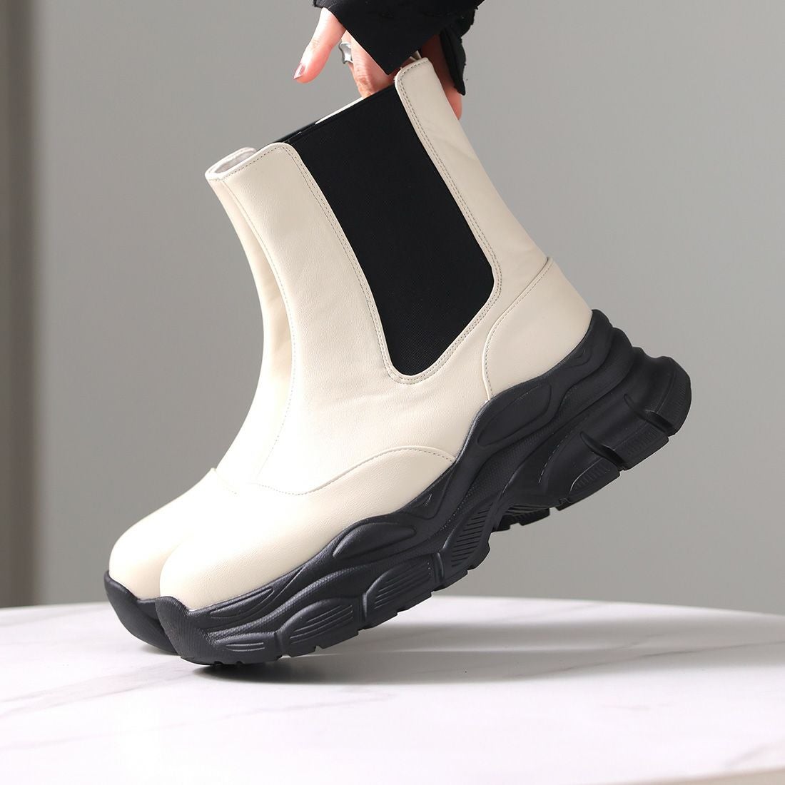 厚底サイドゴアスニーカーショートブーツ ｜靴・レディースシューズの