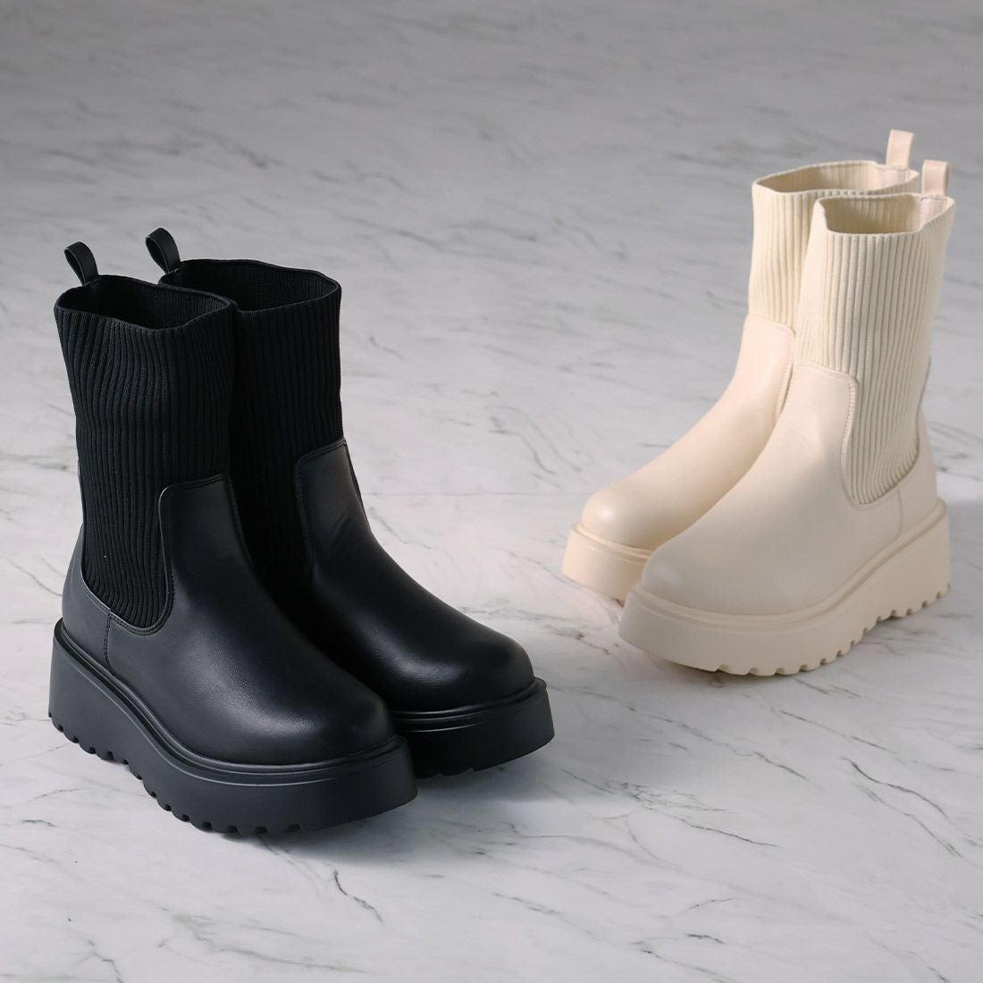 厚底ニットショートブーツ ｜靴・レディースシューズの通販ならVIVIAN