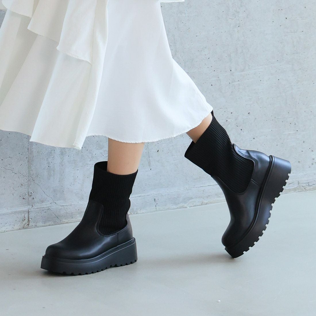 厚底ニットショートブーツ ｜靴・レディースシューズの通販ならVIVIAN