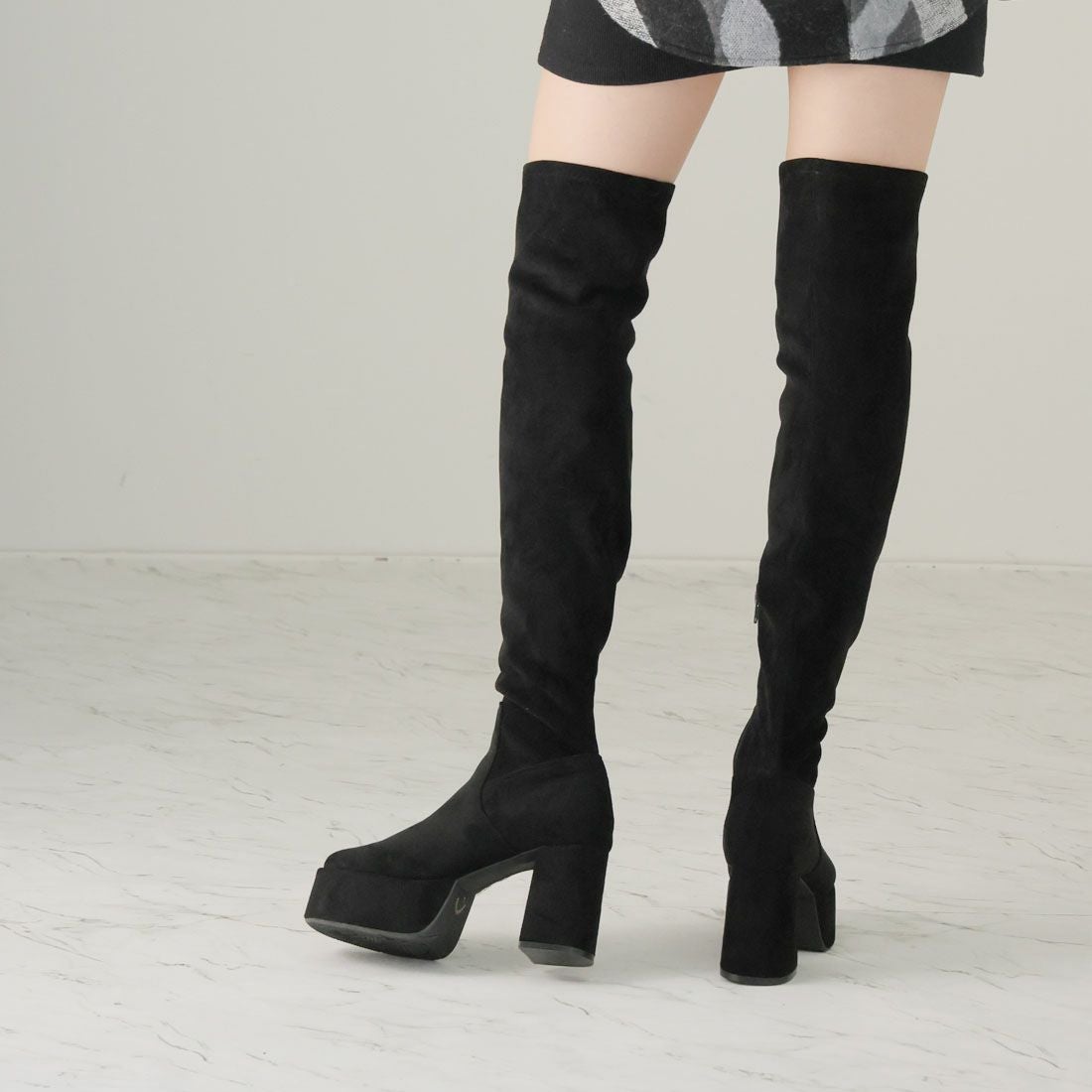 公式ストア/ZOZO限定】厚底プラットフォームストレッチニーハイブーツ