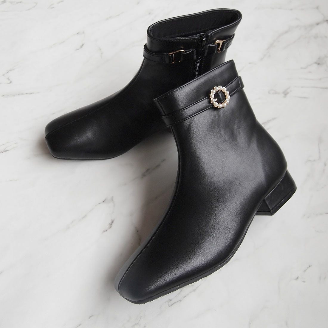 2WAYパールリングバックルショートブーツ ｜靴・レディースシューズの